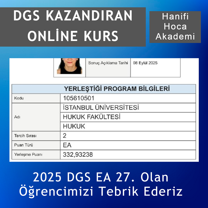 DGS başarı belgesi öğrenci