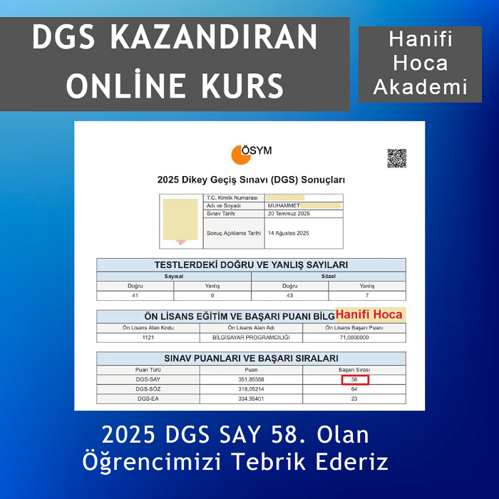 DGS Sayısal Türkiye 58. derece MBA Akademi