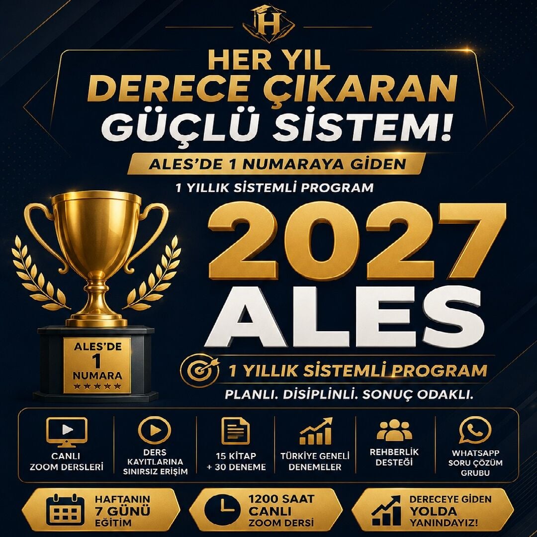 ALES Online Kurs 2027 | 1200 Saat Canlı Ders | Hanifi Hoca - 15 Kitap + 30 Deneme