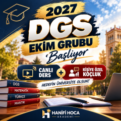 DGS Online Kurs 2027 | 1200 Saat Canlı Ders, 15 Kitap, 30 Deneme + Rehberlik ve Düzenli Takip (Tüm Dersler Paketi) EKİM GRUBU