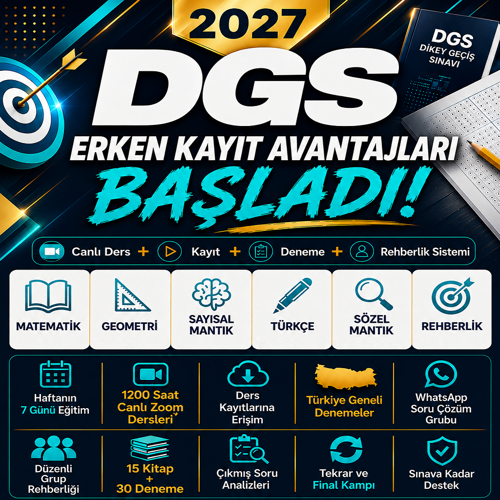 DGS Online Kurs 2027 | 1200 Saat Canlı Ders, 15 Kitap ve 30 Deneme