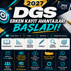 DGS Online Kurs 2027 | 1200 Saat Canlı Ders, 15 Kitap, 30 Deneme + Rehberlik ve Düzenli Takip