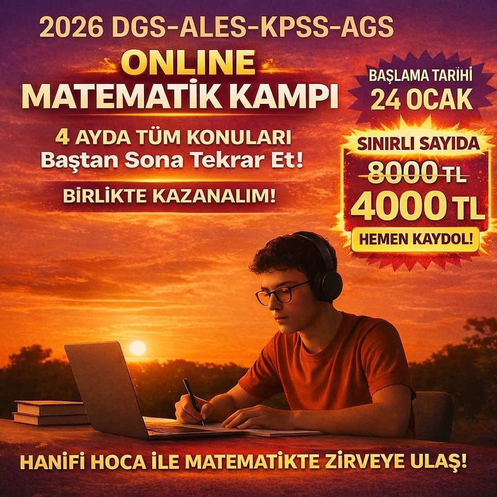 2027 DGS-ALES-KPSS-AGS ONLİNE MATEMATİK KAMPI (4 AYDA TÜM KONULARI BAŞTAN SONA TEKRAR ET)