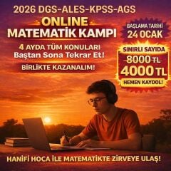 2027 DGS-ALES-KPSS-AGS ONLİNE MATEMATİK KAMPI (4 AYDA TÜM KONULARI BAŞTAN SONA TEKRAR ET)