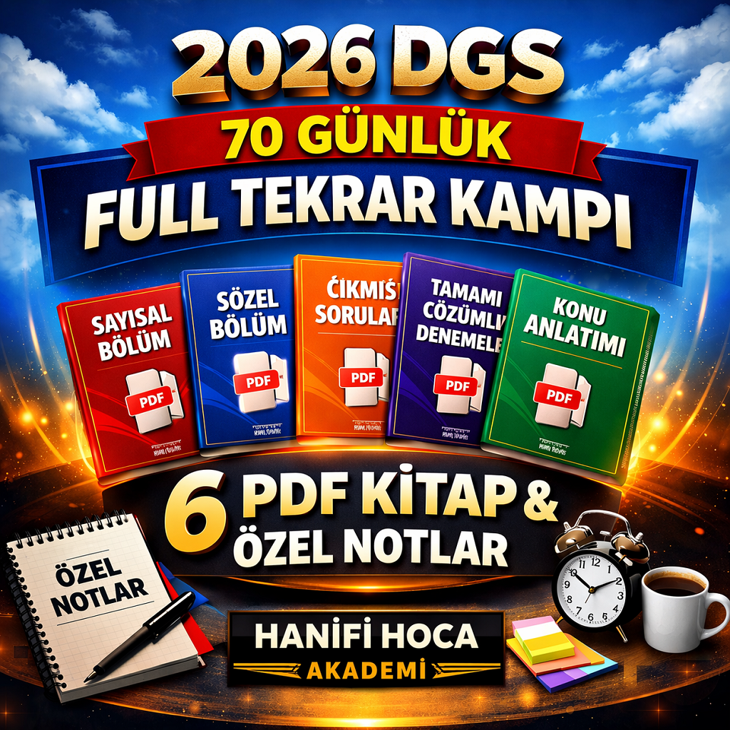 2026 DGS Son 70 Günlük Tekrar Kampı | 6 PDF Kitap 20 Deneme (2. ve Son Grup) GEÇ KALMA!
