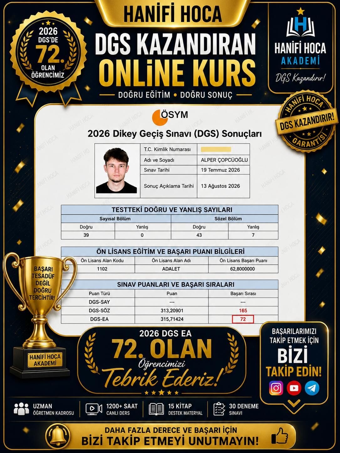 2026 DGS Türkiye 72. Derecesi